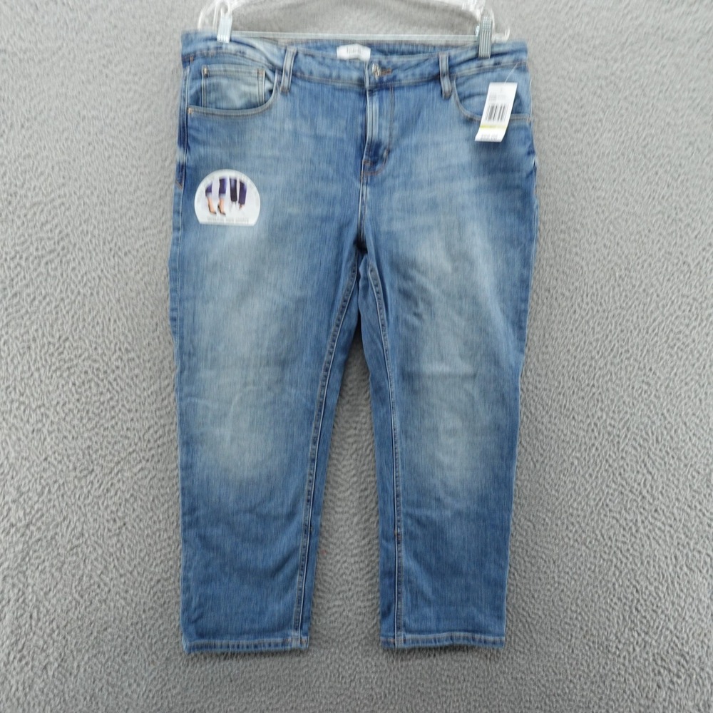 Kensie Jeans Birnbeck Cropped Straight Leg Denim Jeans Light Wash 14/32 NEW *